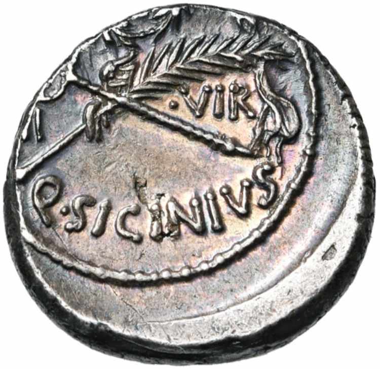 Q. Sicinius, AR denier, 49 av. J.-C., Rome. ... 
