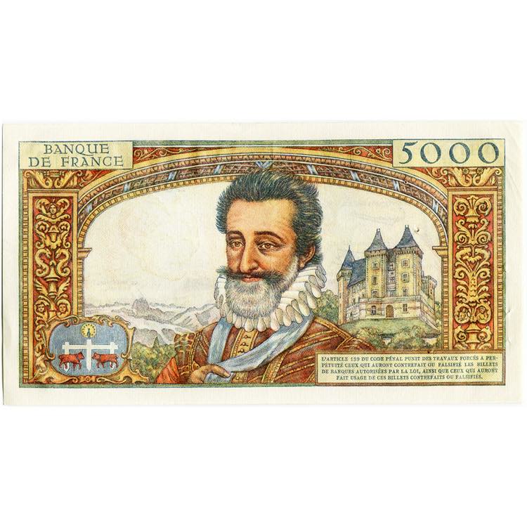 FRANCE, 5000 francs, 3.10.1957. Henri IV. ... 