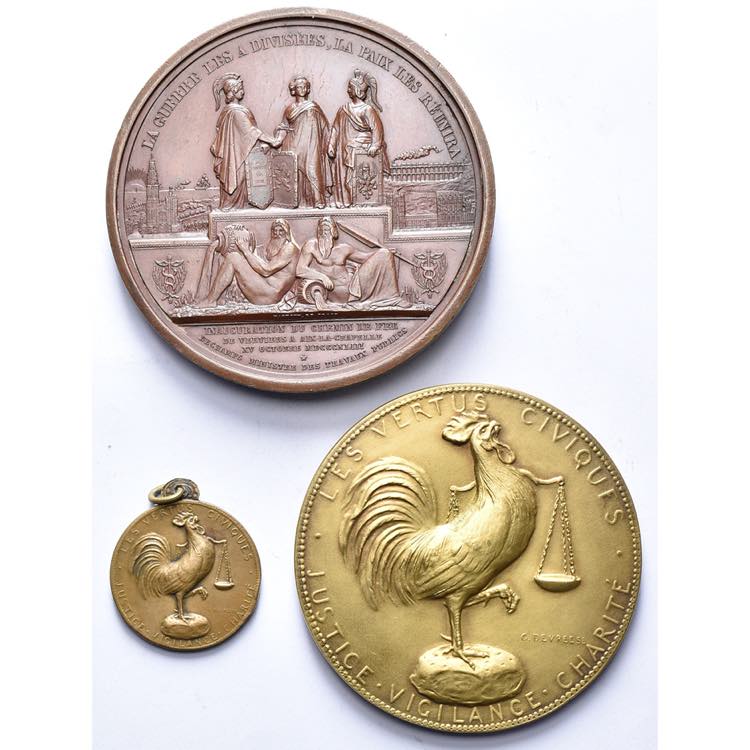 BELGIQUE, lot de 3 médailles: 1843, Hart, ... 