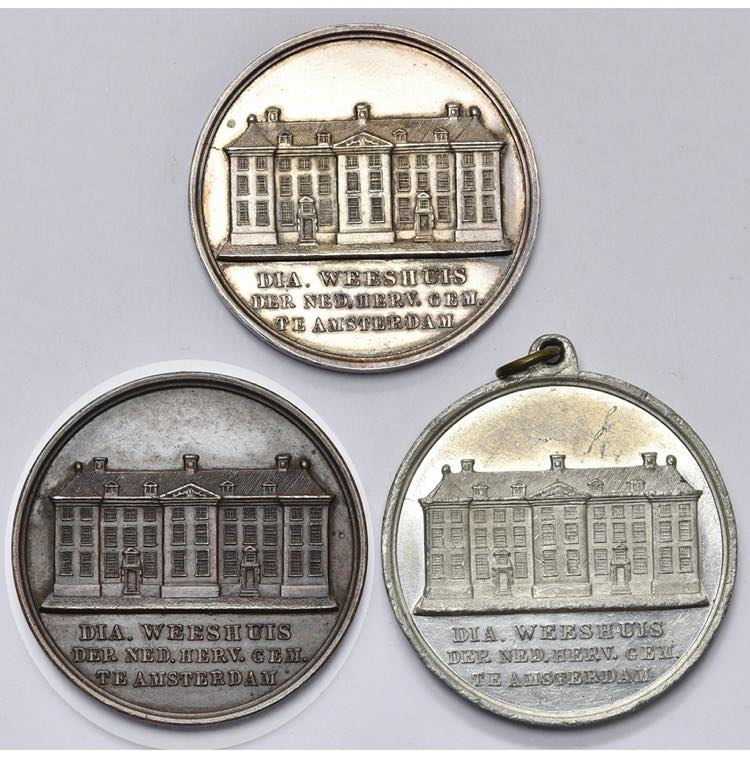 PAYS-BAS, lot de 3 médailles, 1857, Elion, ... 