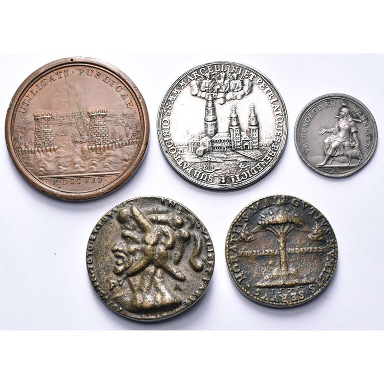 lot de 5 médailles, dont: Allemagne, 1714, ... 