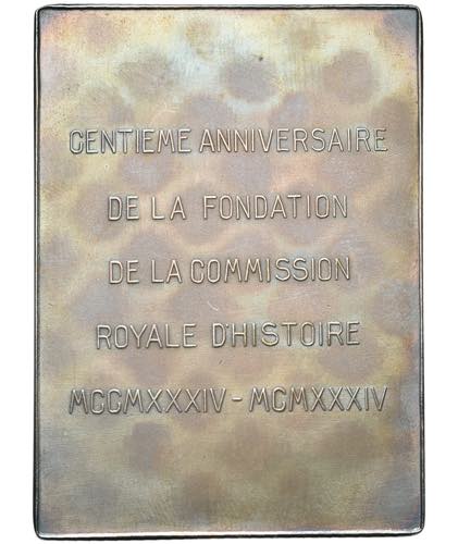 BELGIQUE, AR plaquette, 1934, Rousseau. ... 