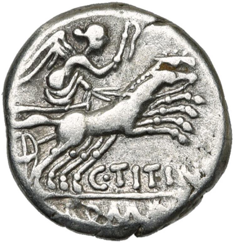 C. Titinius, AR denier, 141 av. J.-C., Rome. ... 
