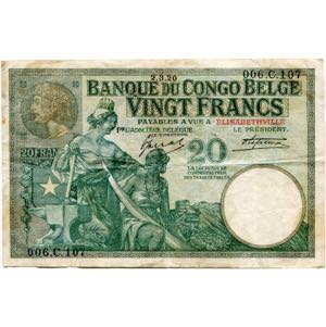 CONGO BELGE, 20 francs, ... 