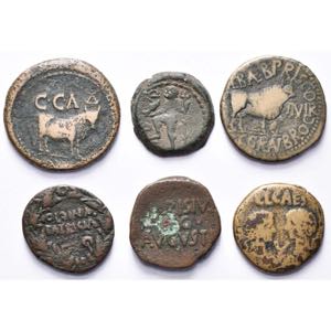 ESPAGNE, lot de 6 bronzes: Caesaraugusta, ... 