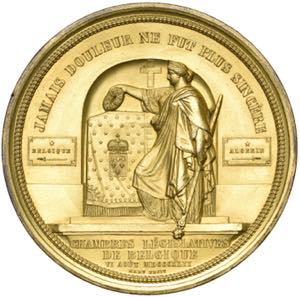 BELGIQUE, AE doré médaille, 1842, Hart. A ... 