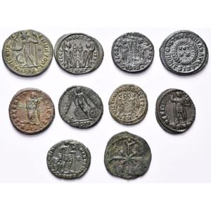 lot de 9 folles et 1 bronze, dont: Licinius ... 