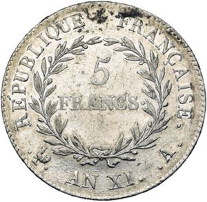 FRANCE, Consulat (1799-1804), AR 5 francs, ... 