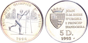 Andorra 5 Diners 1993 KM# 80 1994 ... 