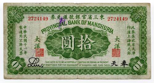 China Manchuria Provincial Bank ... 