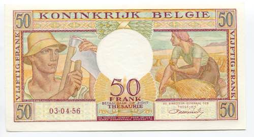 Belgium 50 Francs 1956  - P# 133b;