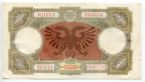 Albania 20 Franga Ari 1939 (ND) - ... 