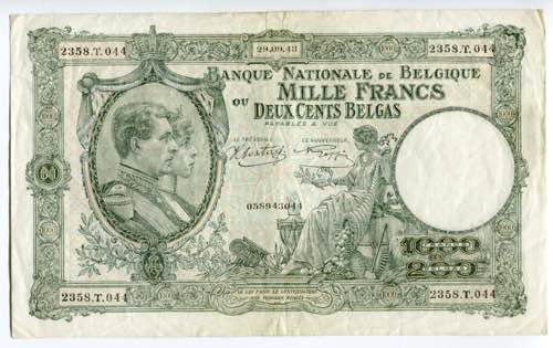 Belgium 1000 Francs 1943  - P# 110