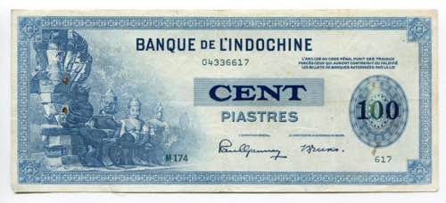 French Indochina 100 Piastres 1945 ... 