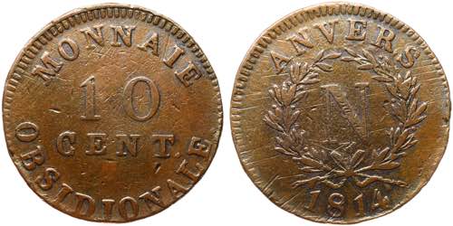 Belgium Antwerp 10 Centimes 1814 - ... 
