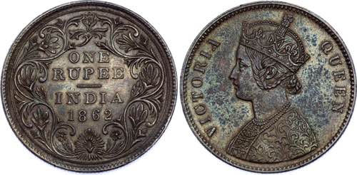 British India 1 Rupee 1862 - KM# ... 