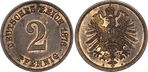 Germany - Empire 2 Pfennig 1876 A ... 