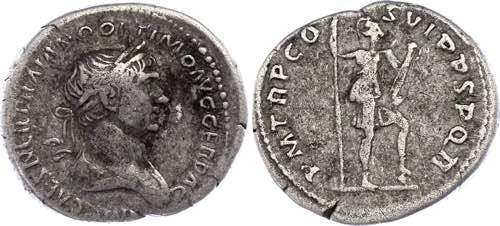 Roman Empire Denarius 114 - 117 AD ... 