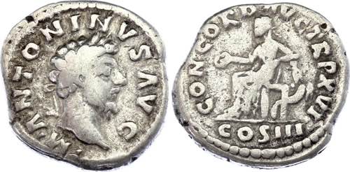 Roman Empire Denarius 161 - 180 AD ... 