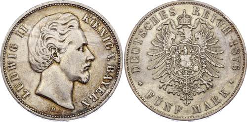 Germany - Empire Bavaria 5 Mark ... 