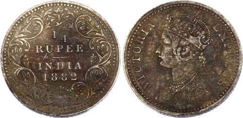 British India 1/4 Rupee 1882 B ... 