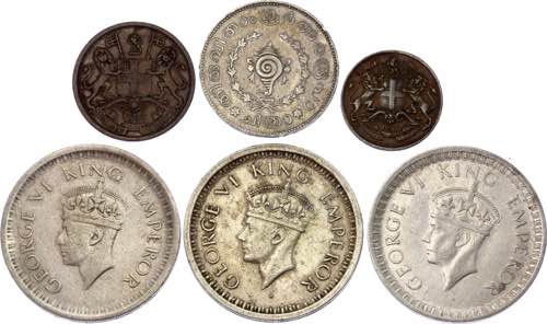British India Lot of 6 Coins 1835 ... 