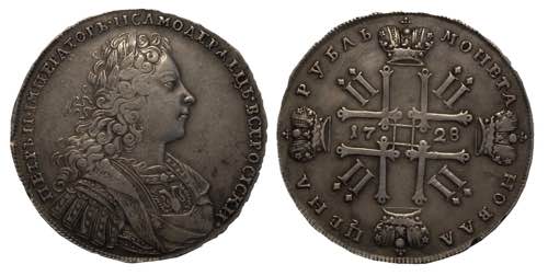 Russia 1 Rouble 1728 R1, Slavonic ... 