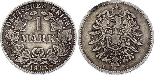 Germany - Empire 1 Mark 1882 H Key ... 