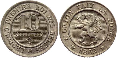 Belgium 10 Centimes 1862  - KM# ... 