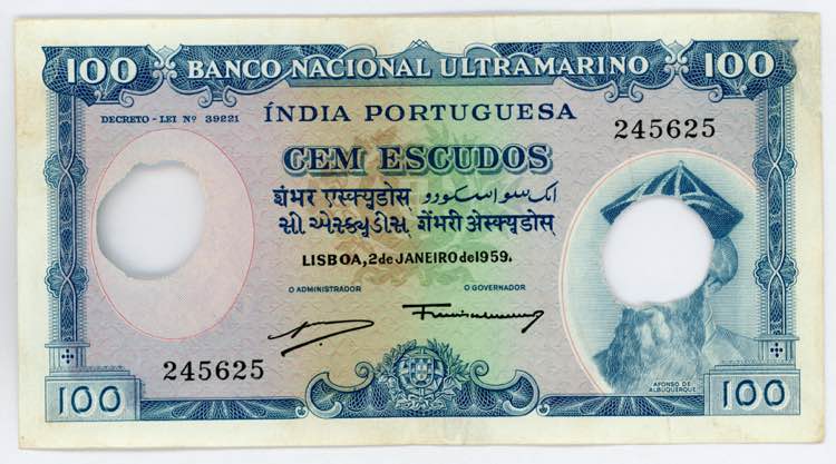 Portuguese India 100 Escudos 1959 ... 