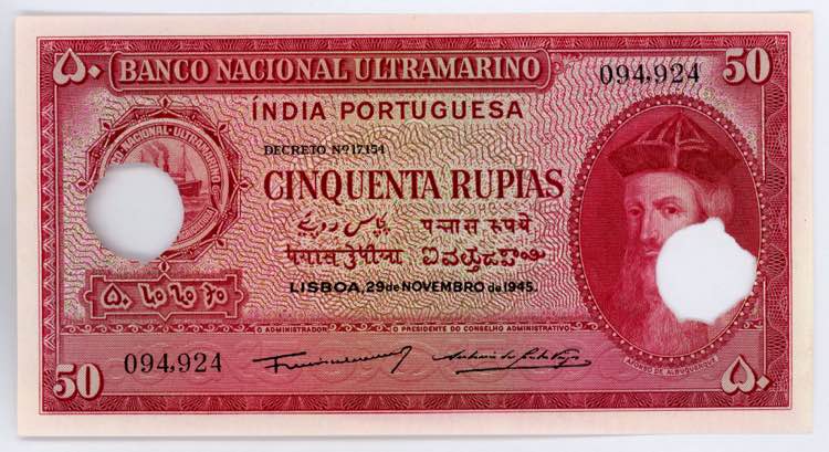 Portuguese India 50 Rupias 1945 ... 