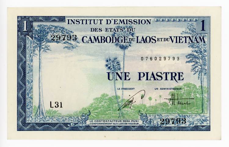French Indochina 1 Piastre / 1 Kip ... 