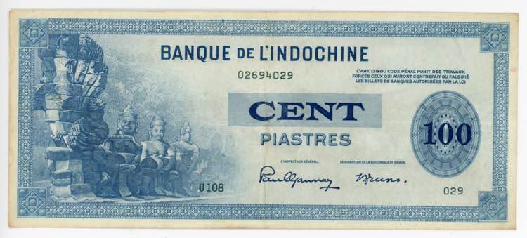 French Indochina 100 Piastres 1945
