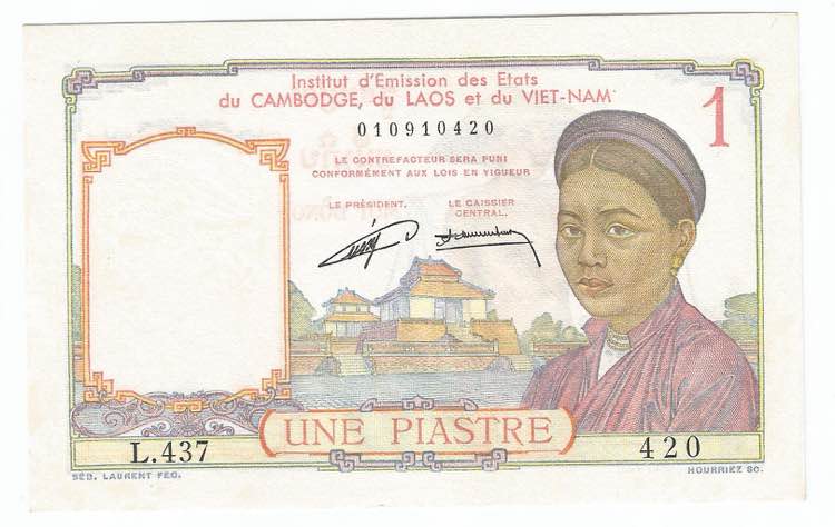 French Indochina 1 Piastre 1953 ... 