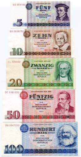 Germany - DDR Lot of 5 Banknotes ... 