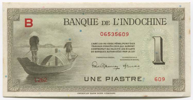 French Indochina 1 Piastre 1945