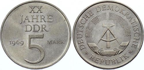 Germany - DDR 5 Mark 1969