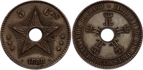 Belgian Congo 5 Centimes 1888