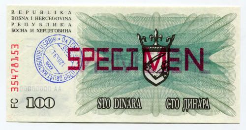 Bosnia and Herzegovina 100 Dinara ... 