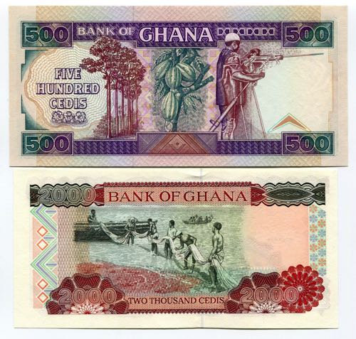Ghana Set of 2 Notes: 500 Cedis - ... 