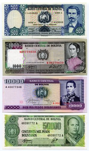 Bolivia Set of 4 Notes: 500 - 1000 ... 