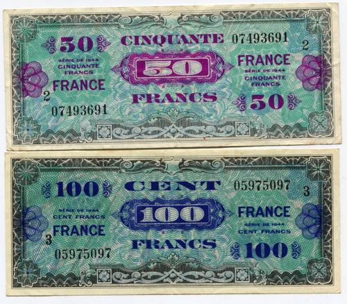 France Set of 2 Notes 1944