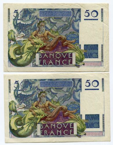 France Set of 2 Notes of 50 Francs ... 
