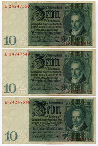 Germany Set of 3 Notes of 10 Mark ... 