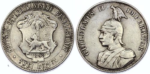 German East Africa 2 Rupie 1893 