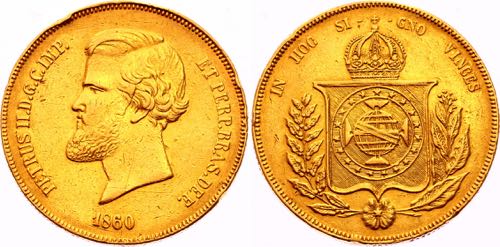 Brazil 20 000 Reis 1860 Pedro II