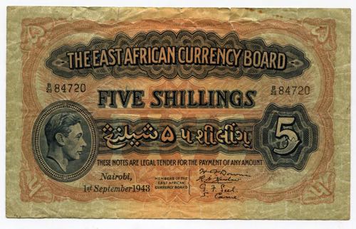 East Africa 5 Shillings 1943 