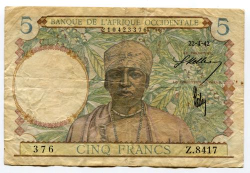 French West Africa 5 Francs 1942 