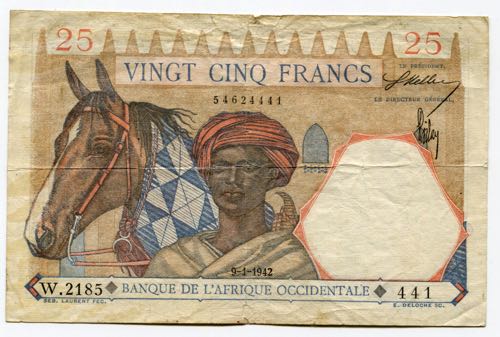 French West Africa 25 Francs 1942 