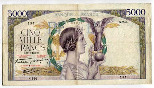 France 5000 Francs 1939 